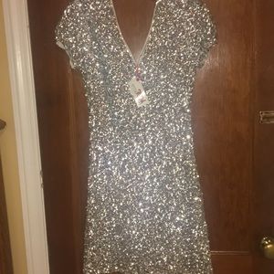 Silver Sparkle Sequin Dress